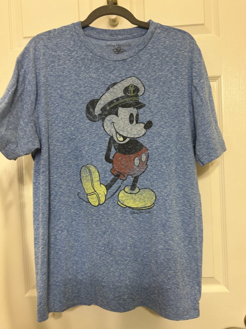 Disney Heather Blue Crewneck Tee with Cruise Line Mickey Logo Lightweight L